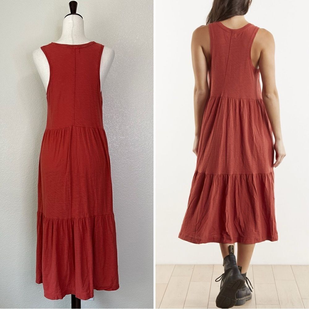 Nation LTD 100% Pima Cotton Melissa Red Ruffle Midi Dress - Picture 7 of 12